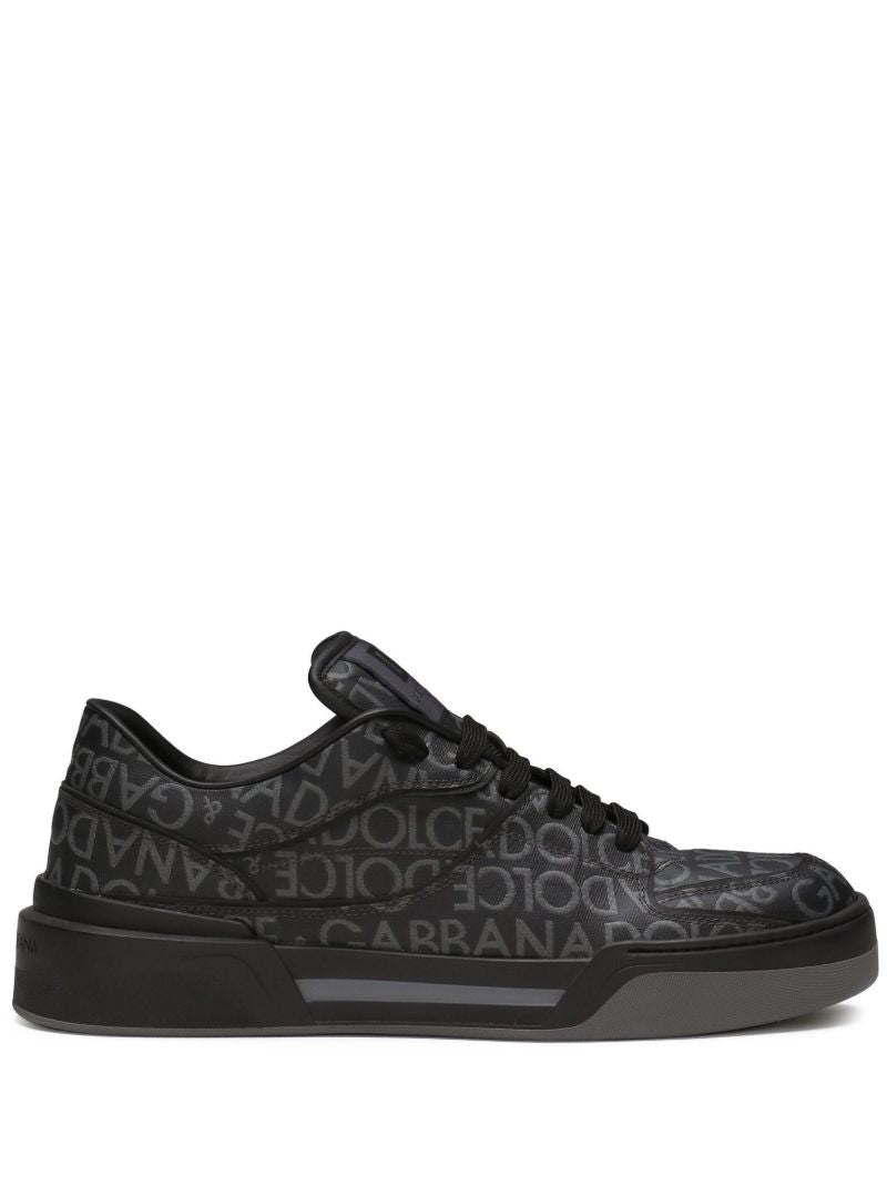 Black New Roma Logo-jacquard Sneakers