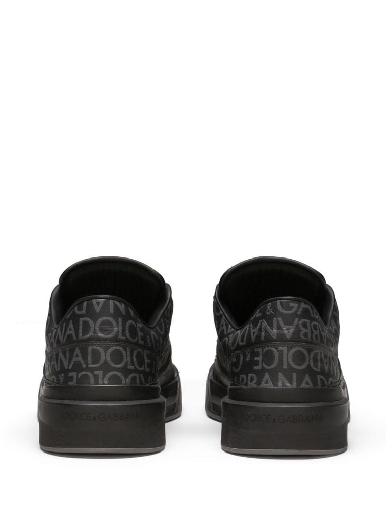Black New Roma Logo-jacquard Sneakers