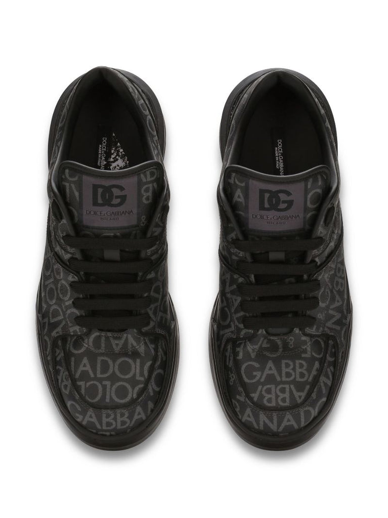 Black New Roma Logo-jacquard Sneakers