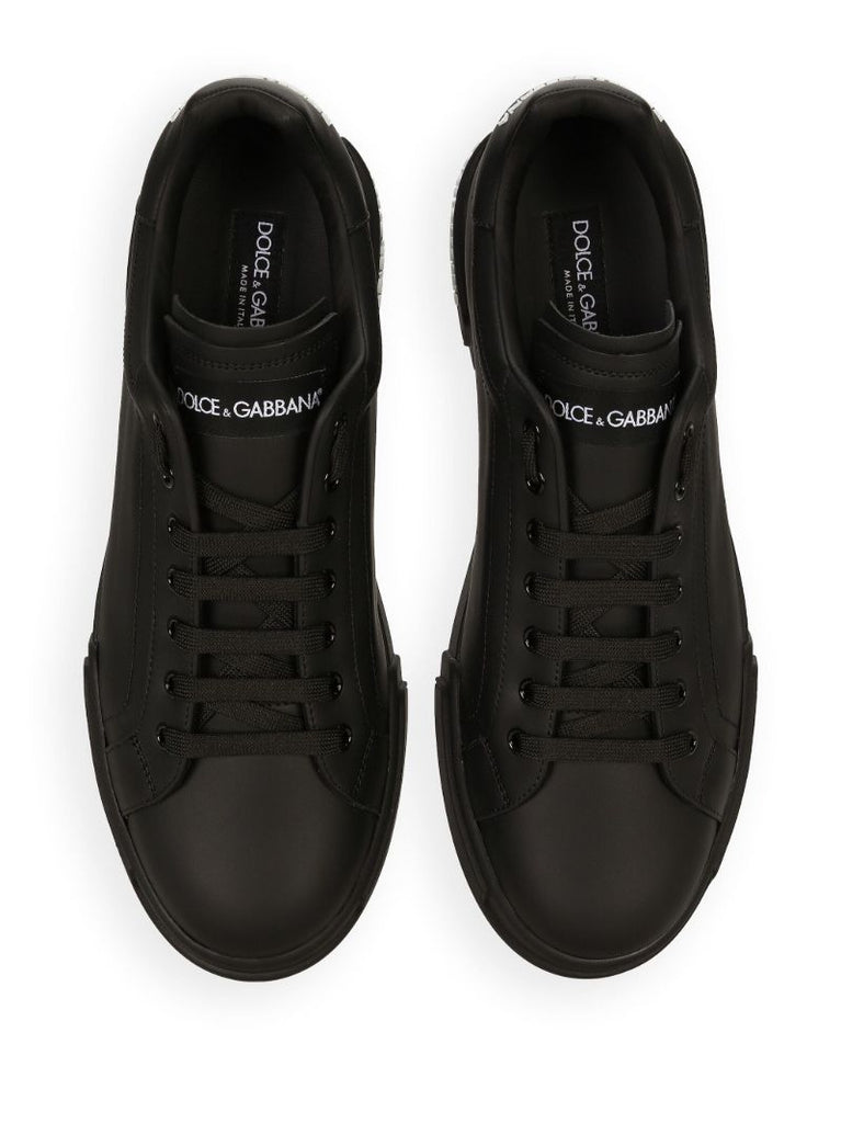 Black Portofino Leather Sneakers