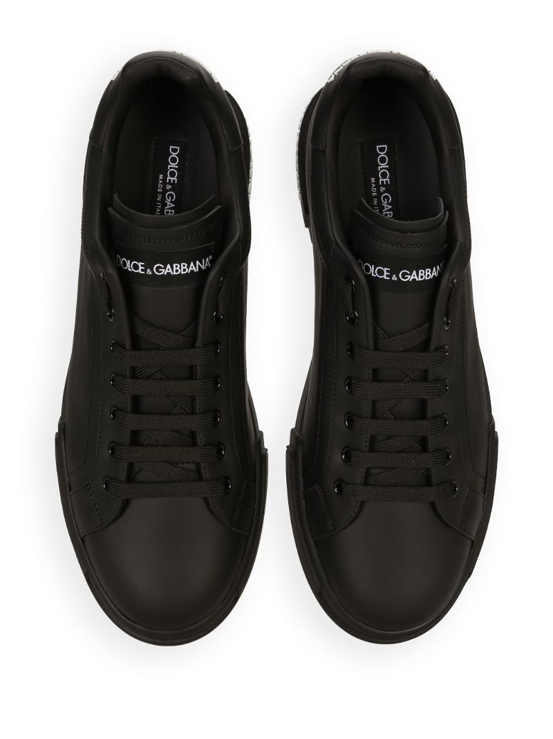 Black Portofino Leather Sneakers