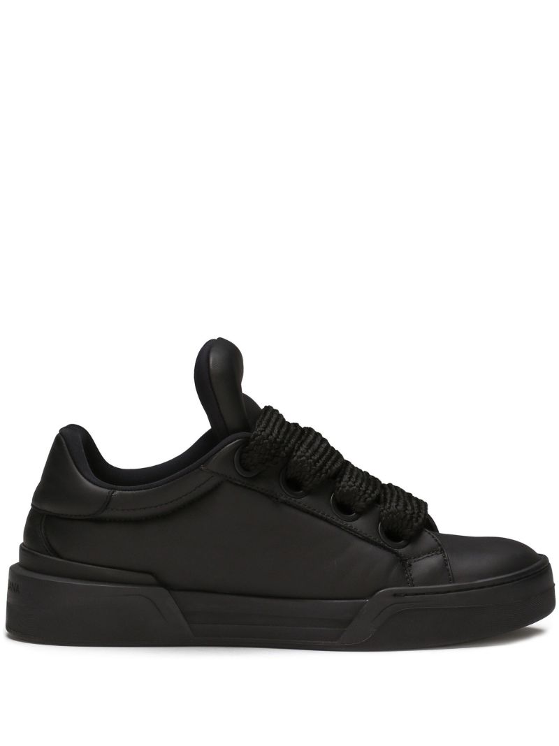 Black Portofino Leather Sneakers