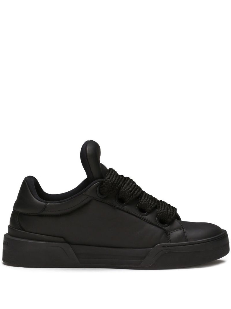 Black Portofino Leather Sneakers