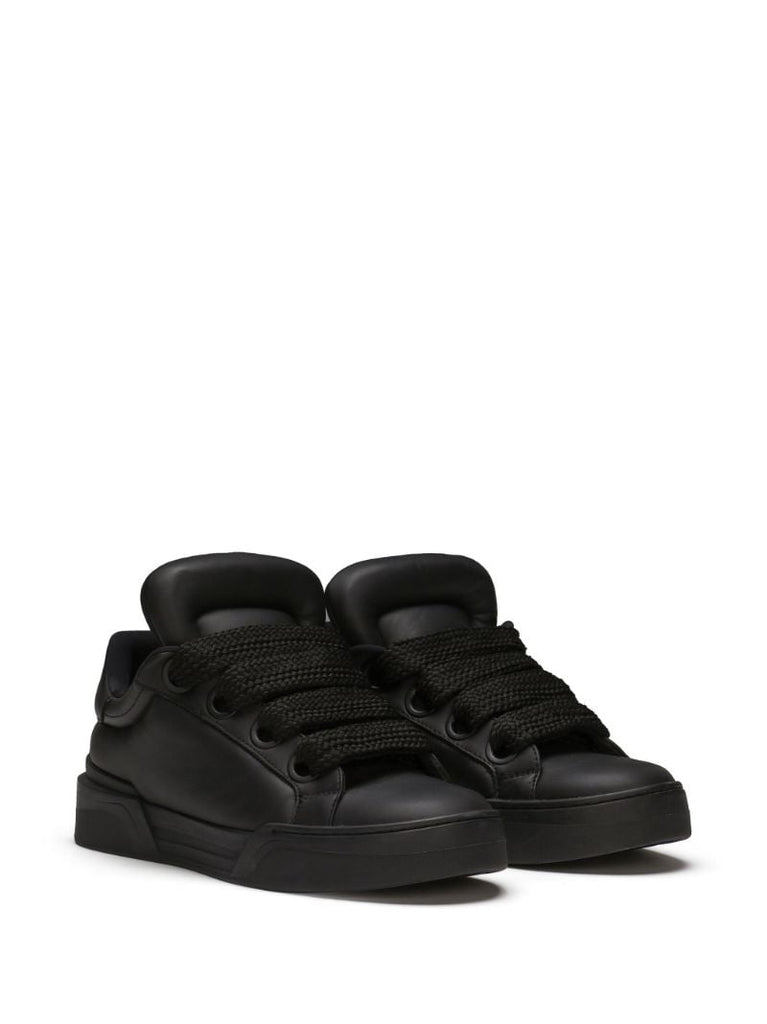 Black Portofino Leather Sneakers