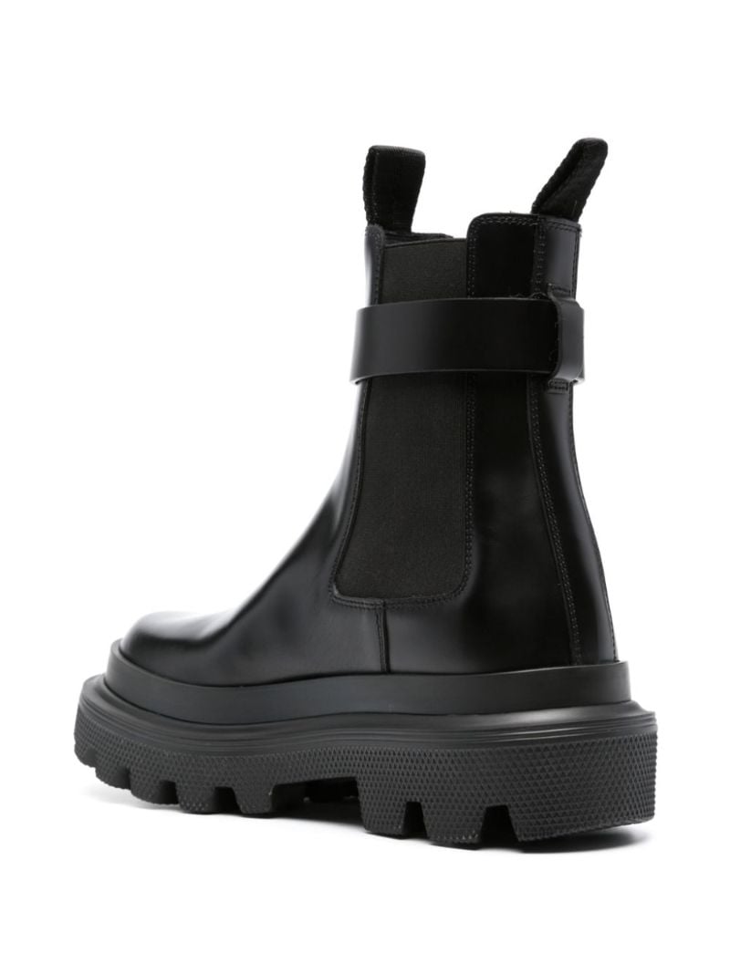 Black Logo-buckle Leather Ankle Boots