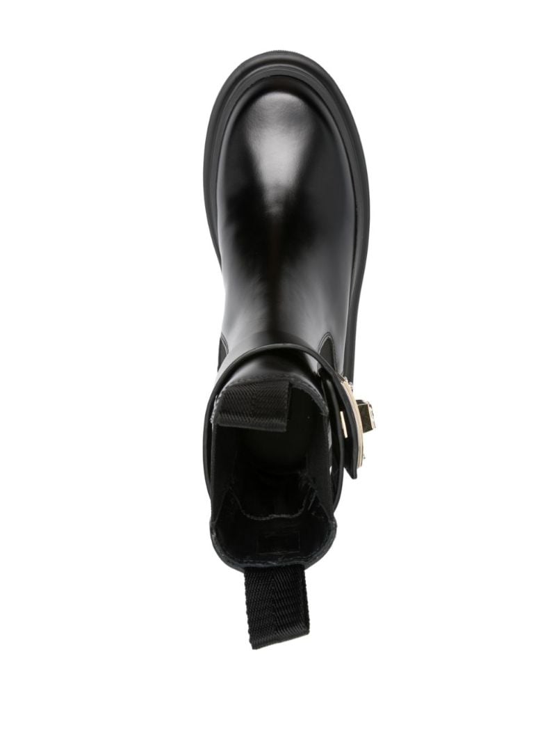 Black Logo-buckle Leather Ankle Boots
