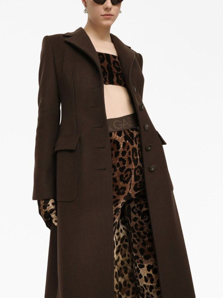 Brown Single-breasted Long Coat