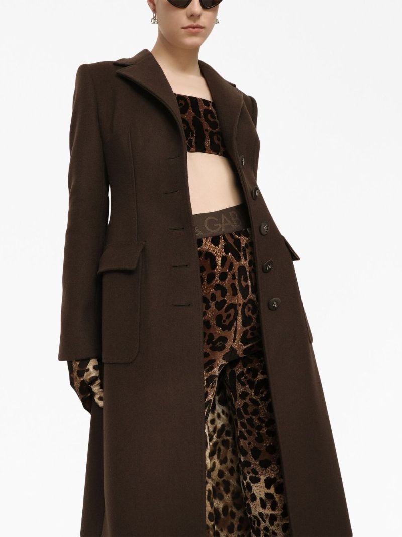 Brown Single-breasted Long Coat