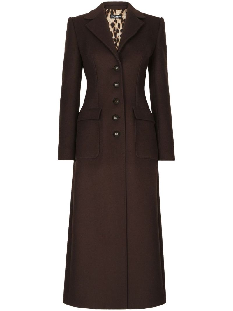 Brown Single-breasted Long Coat