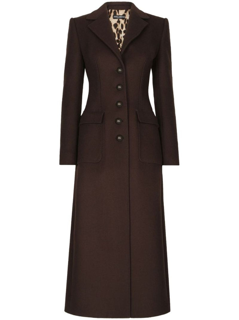Brown Single-breasted Long Coat