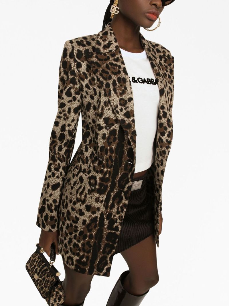 Brown Leopard-jacquard Blazer