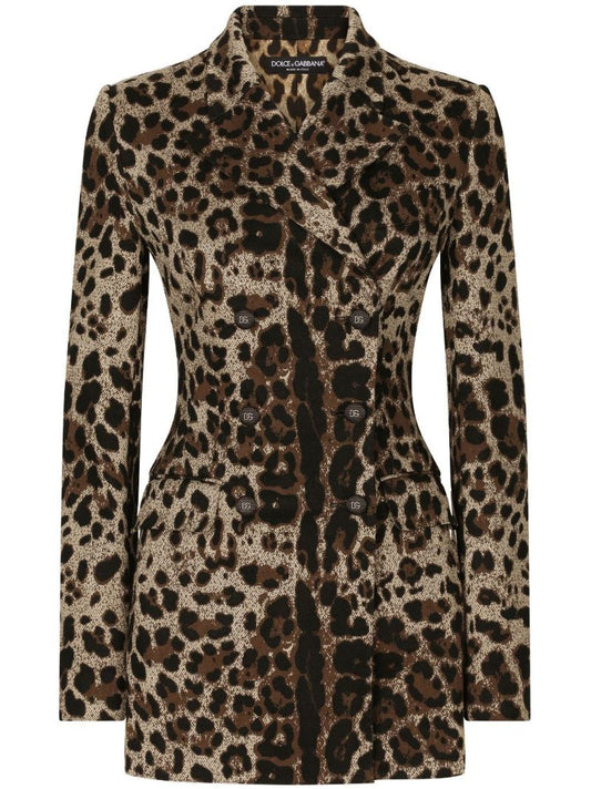Brown Leopard-jacquard Blazer