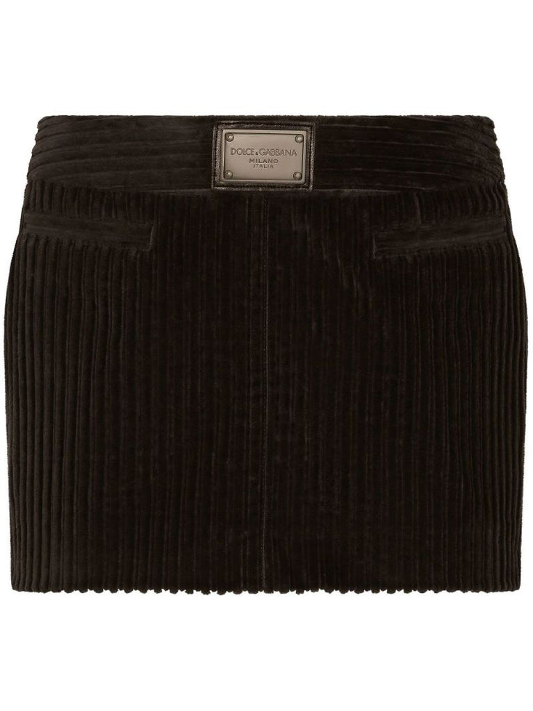 Brown Logo-plaque Corduroy Mini Skirt