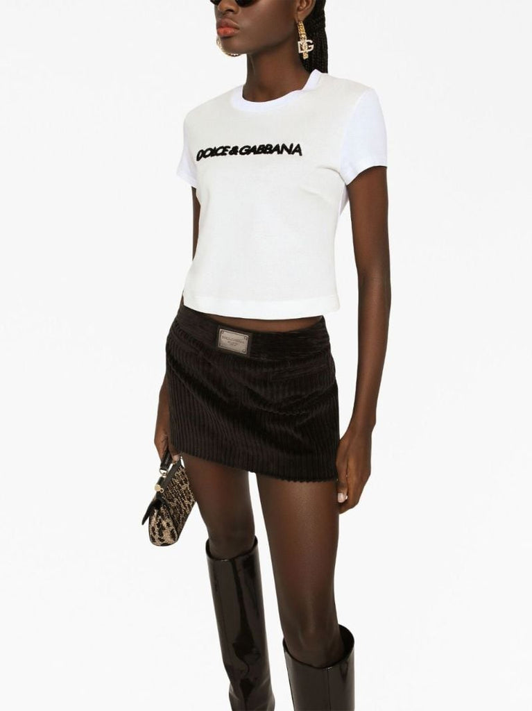 Brown Logo-plaque Corduroy Mini Skirt