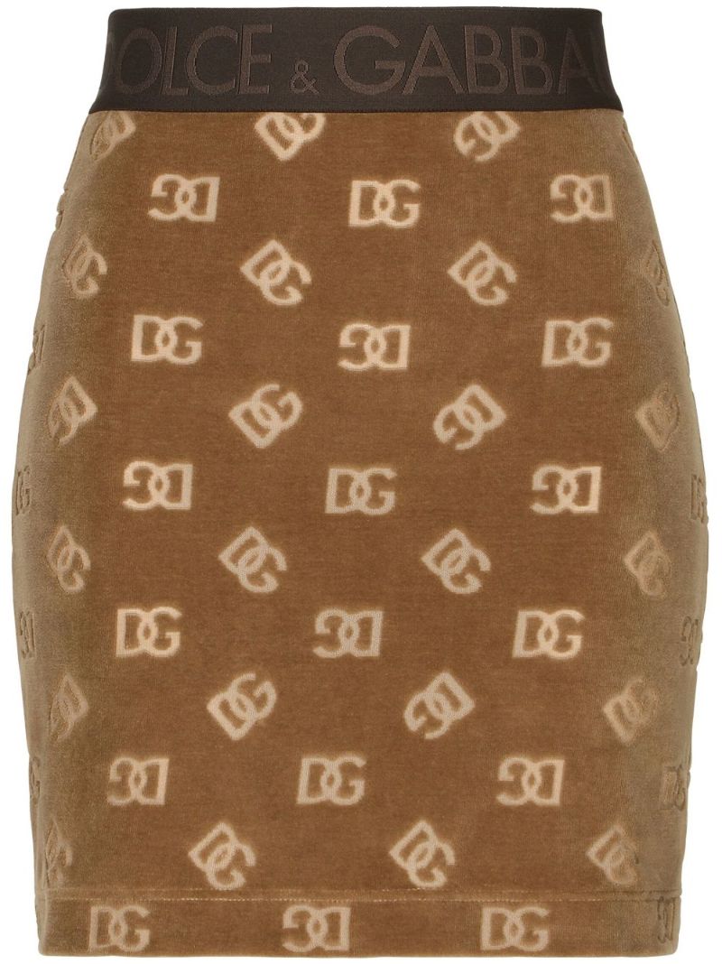 Brown Dg Logo-jacquard Mini Skirt