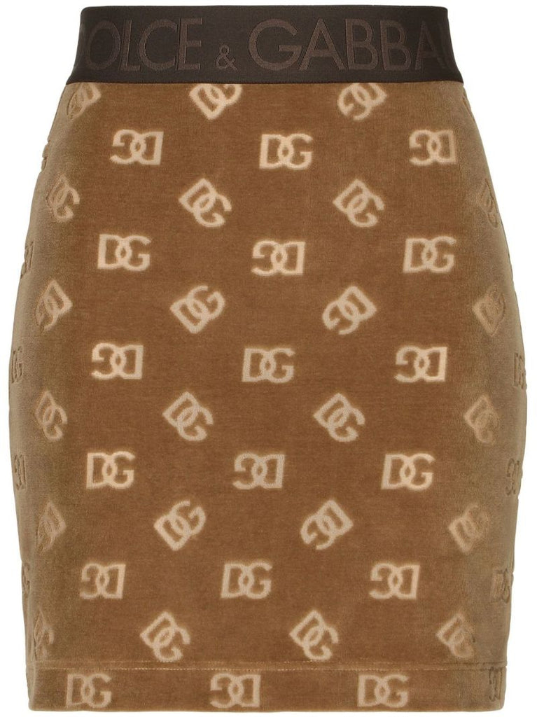 Brown Dg Logo-jacquard Mini Skirt