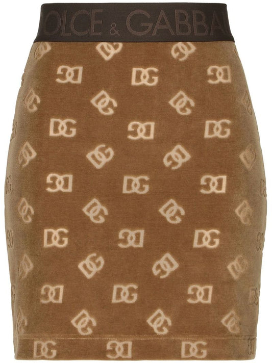 Brown Dg Logo-jacquard Mini Skirt