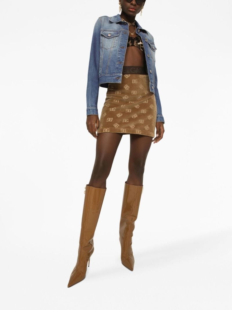 Brown Dg Logo-jacquard Mini Skirt