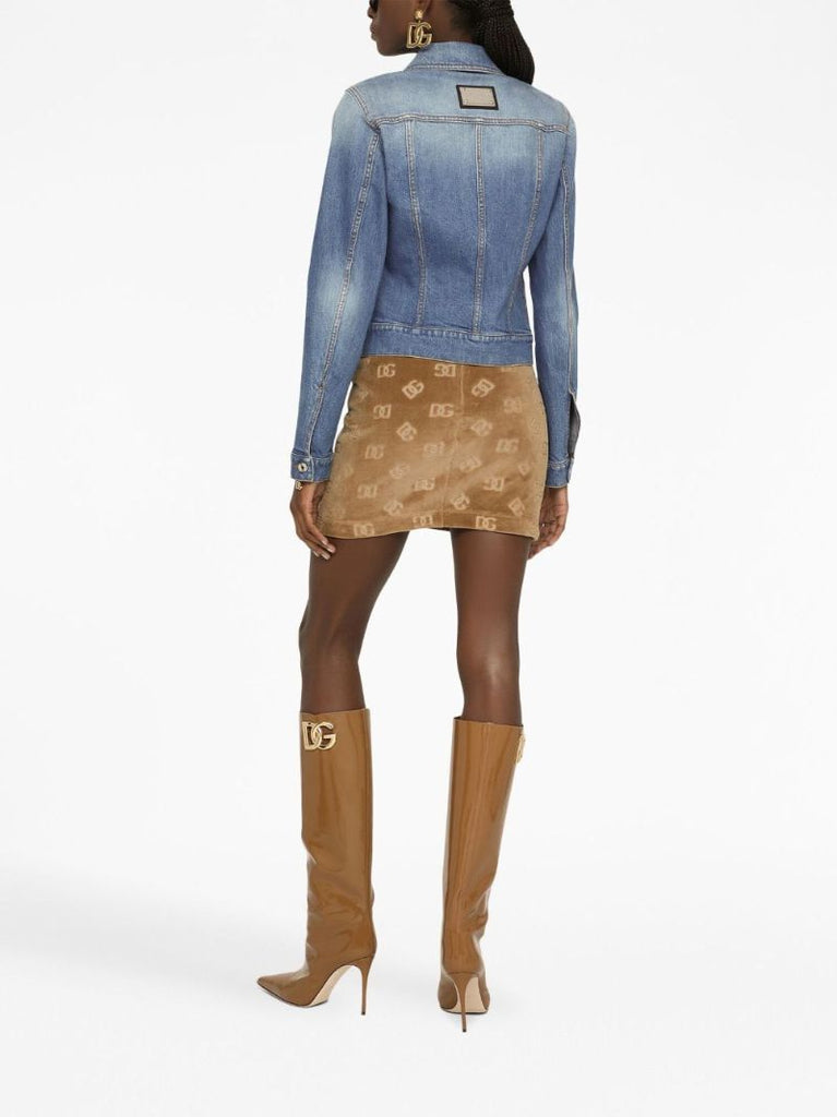 Brown Dg Logo-jacquard Mini Skirt