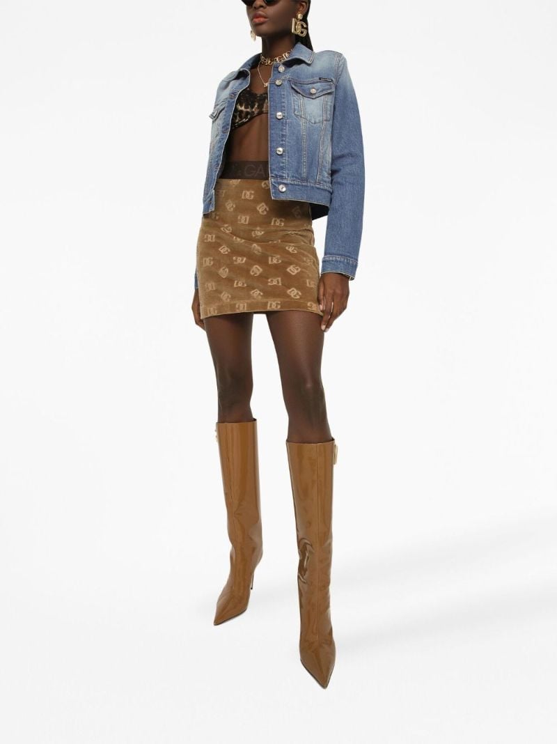 Brown Dg Logo-jacquard Mini Skirt