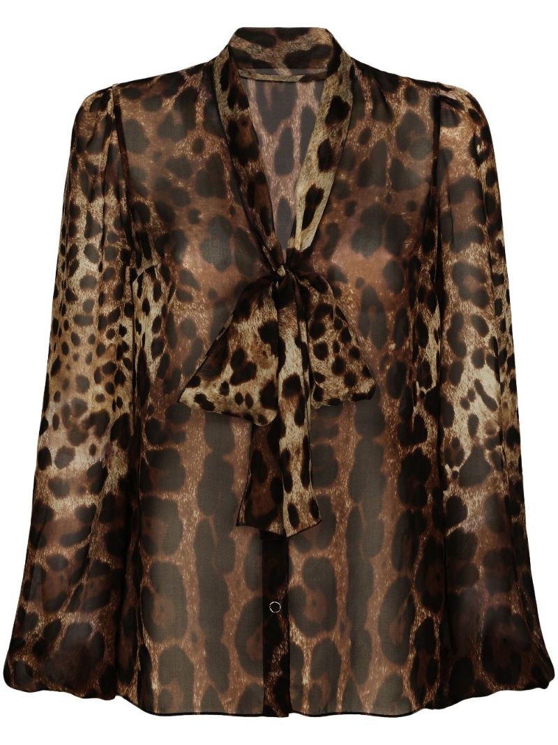 Brown Leopard-print Silk Shirt