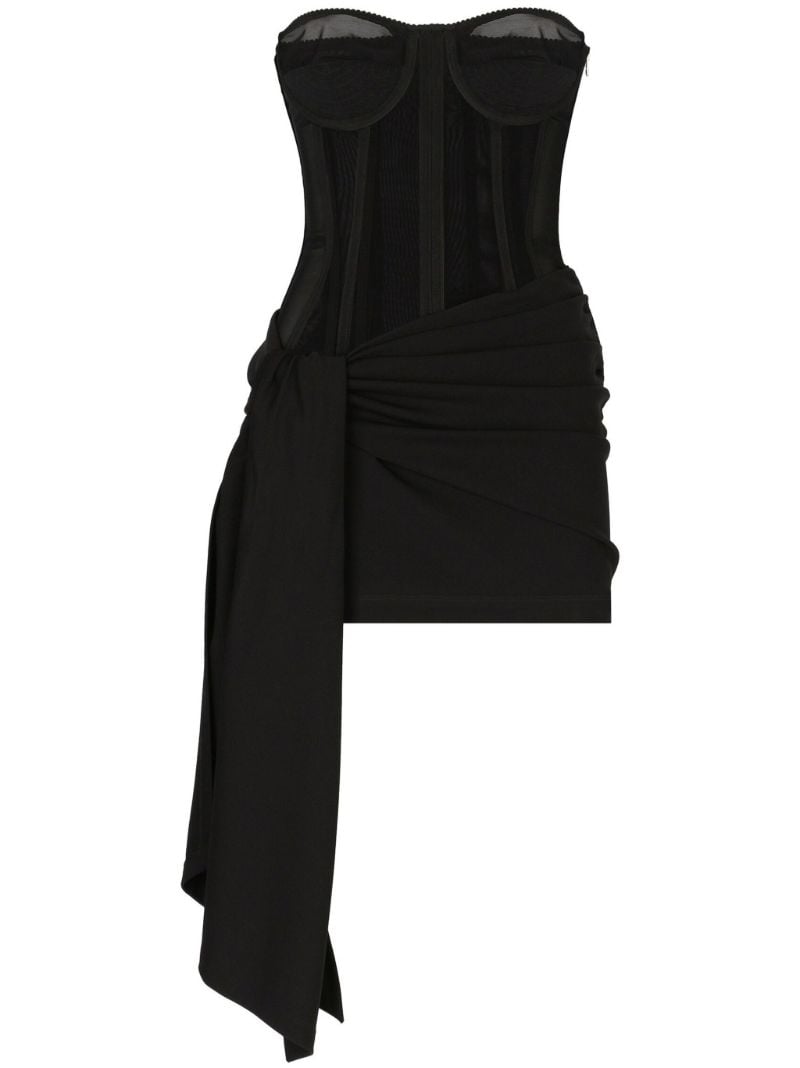 Black Bustier Draped Minidress