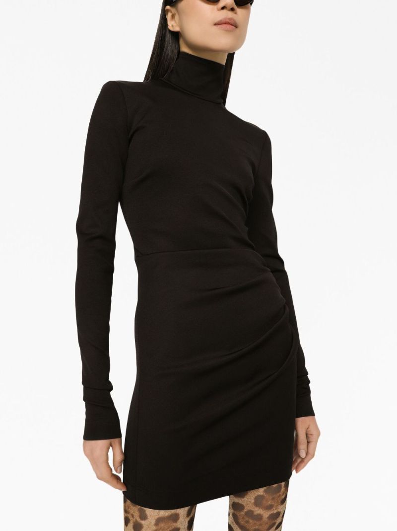 Black Milano Ruched Mini Dress