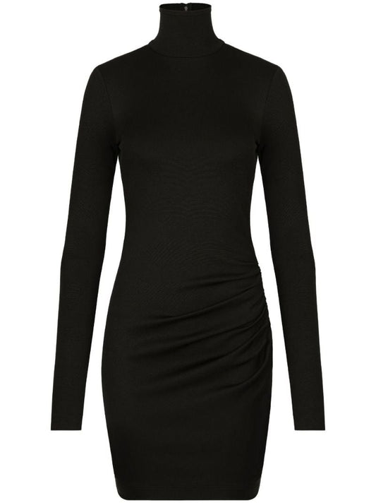 Black Milano Ruched Mini Dress