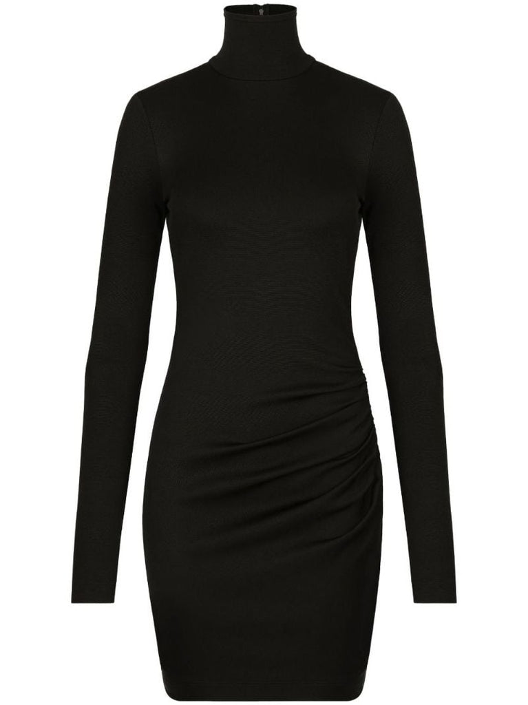 Black Milano Ruched Mini Dress
