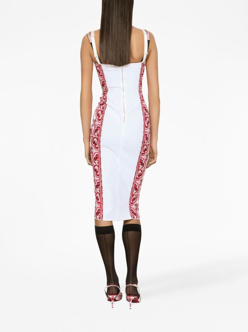 Red Majolica Corset Midi Dress