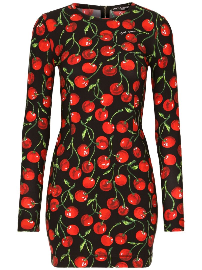 Black Cherry Print Midi Dress