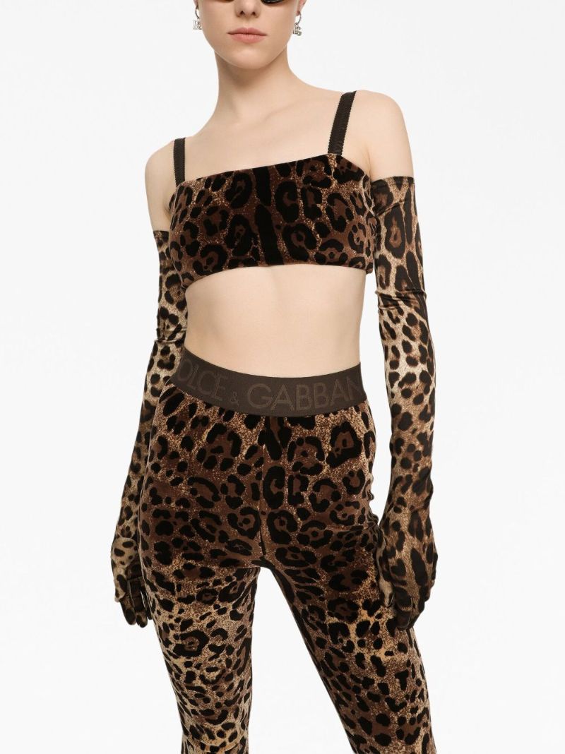 Brown Leopard-jacquard Crop Top