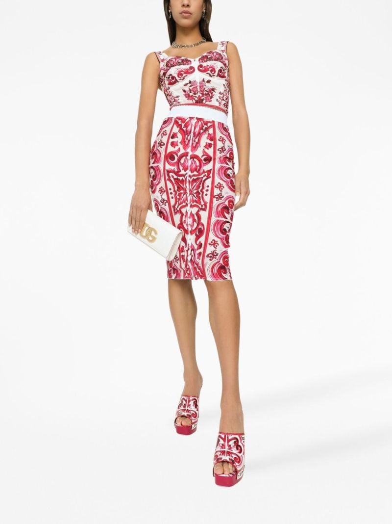 White Majolica Print Corset Top