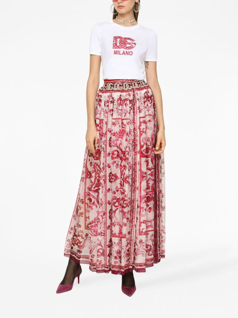 White Logo Embroidered Cotton T-shirt