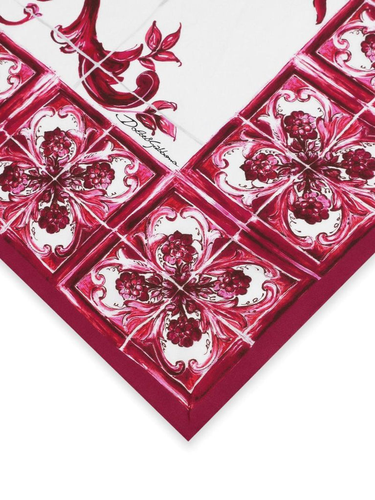 Red Majolica Foulard Silk Scarf