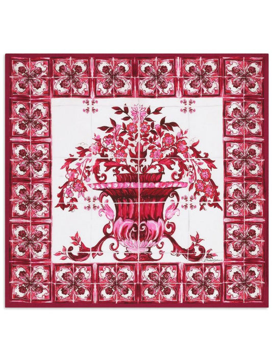 Red Majolica Foulard Silk Scarf