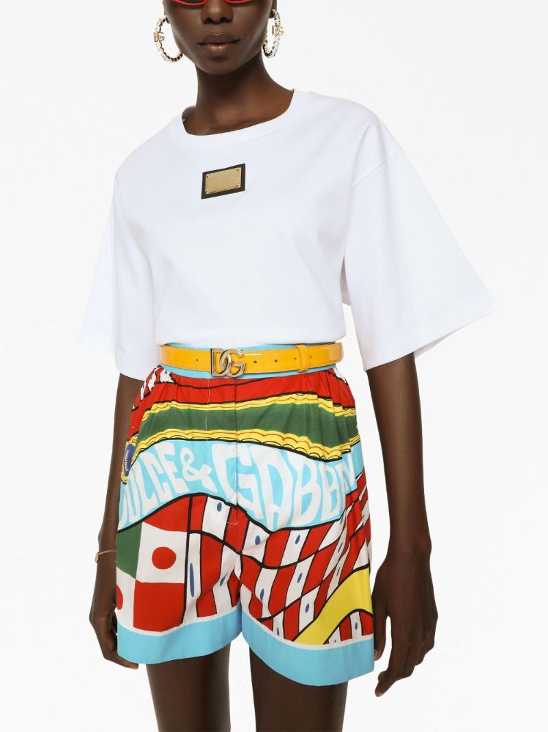 Blue Sicilian Carretto Print Cotton Shorts
