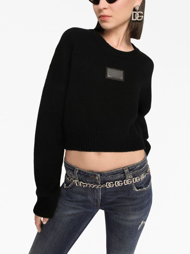 Black Logo-plaque Cropped Sweater
