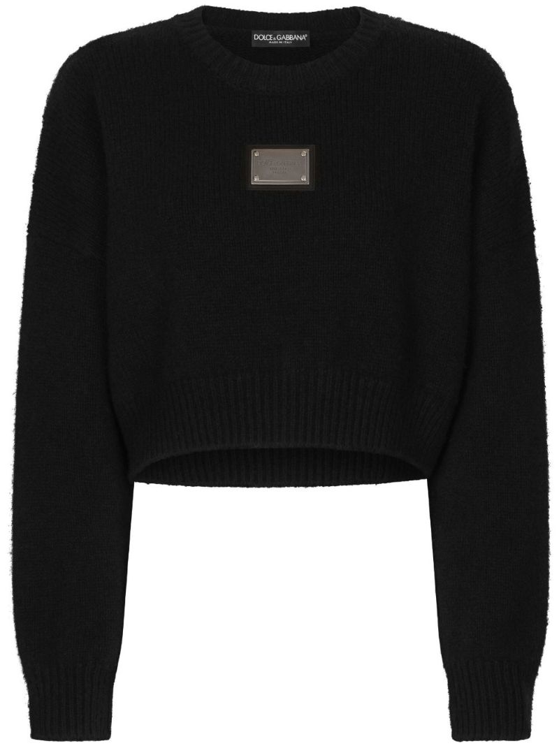 Black Logo-plaque Cropped Sweater