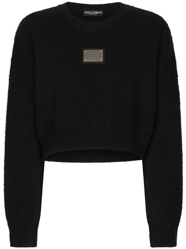 Black Logo-plaque Cropped Sweater