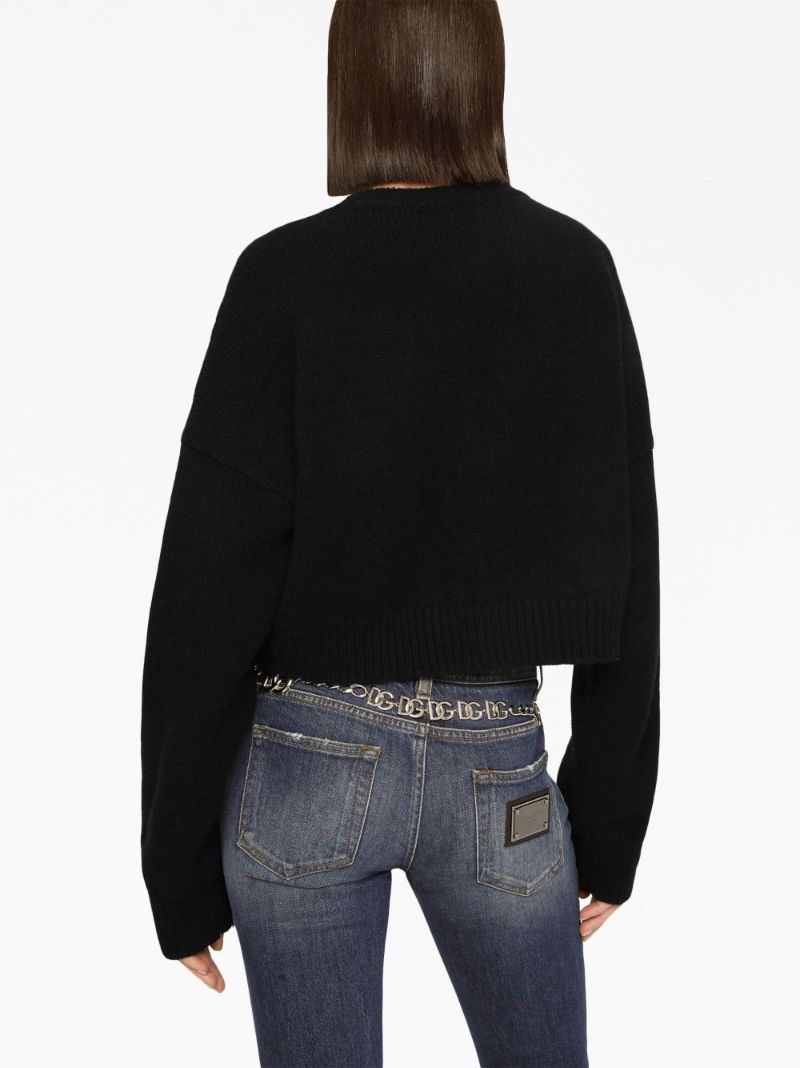 Black Logo-plaque Cropped Sweater