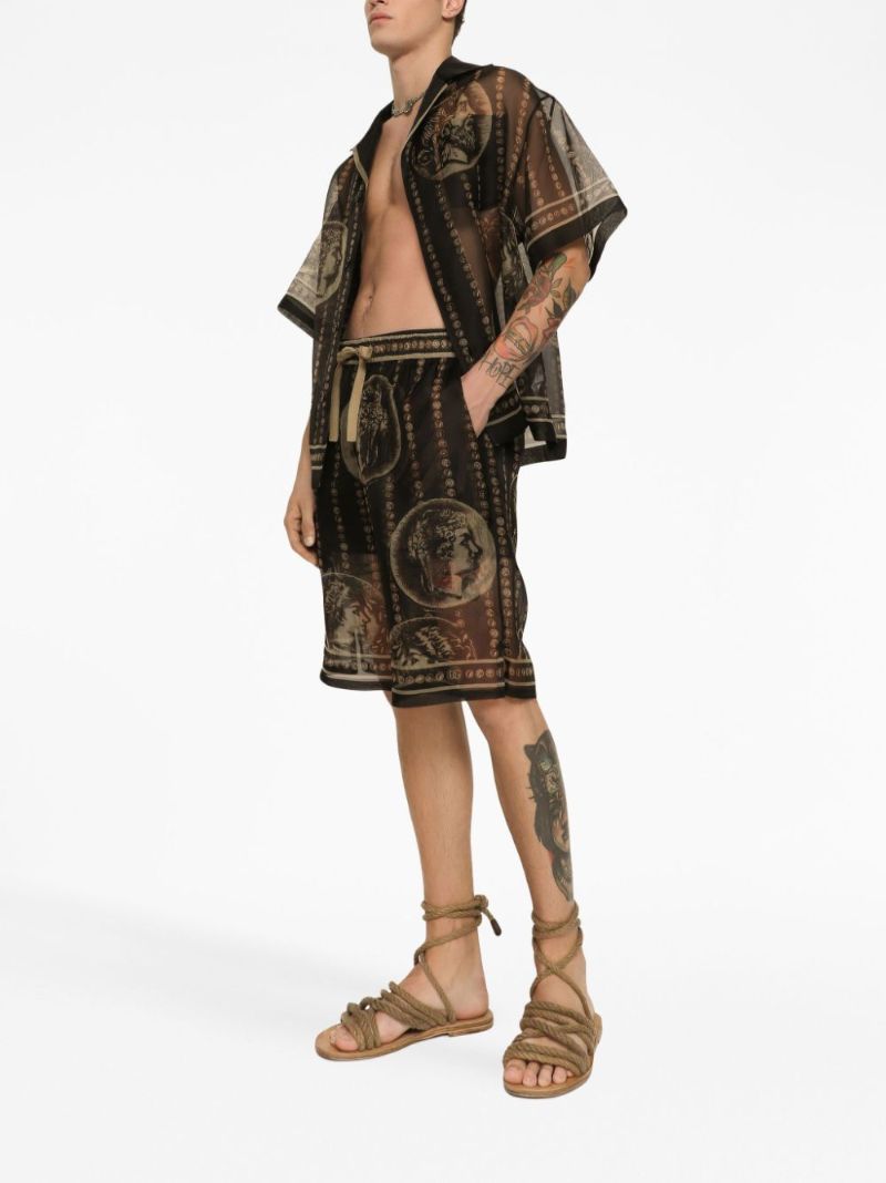 Black Graphic Print Silk Shirt