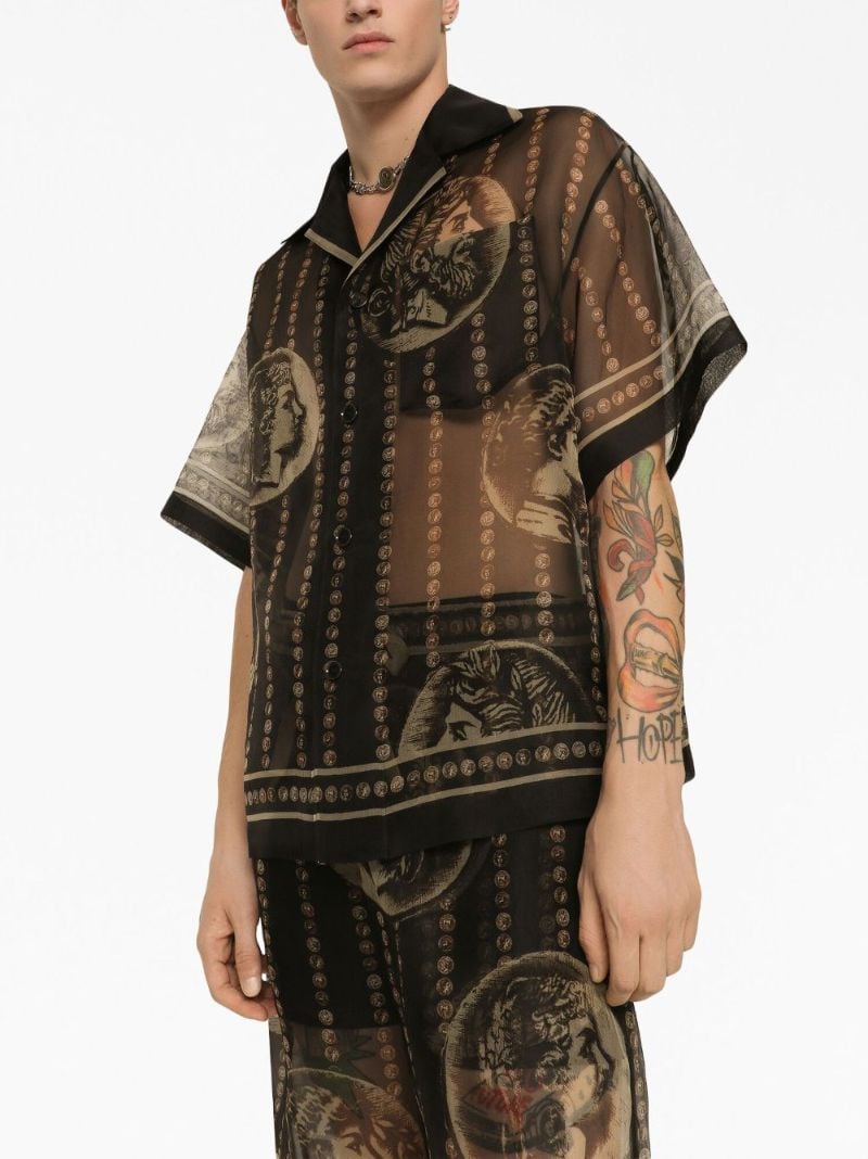 Black Graphic Print Silk Shirt