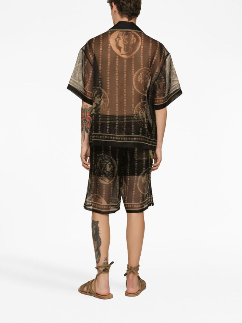Black Graphic Print Silk Shirt