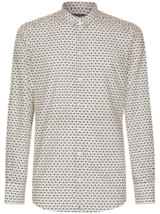 White Dg Print Long Sleeve Shirt