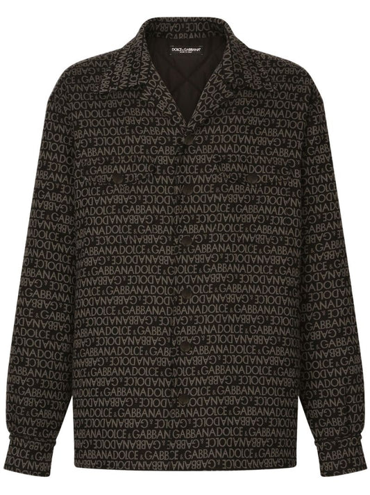 Black Logo-print Shirt Jacket