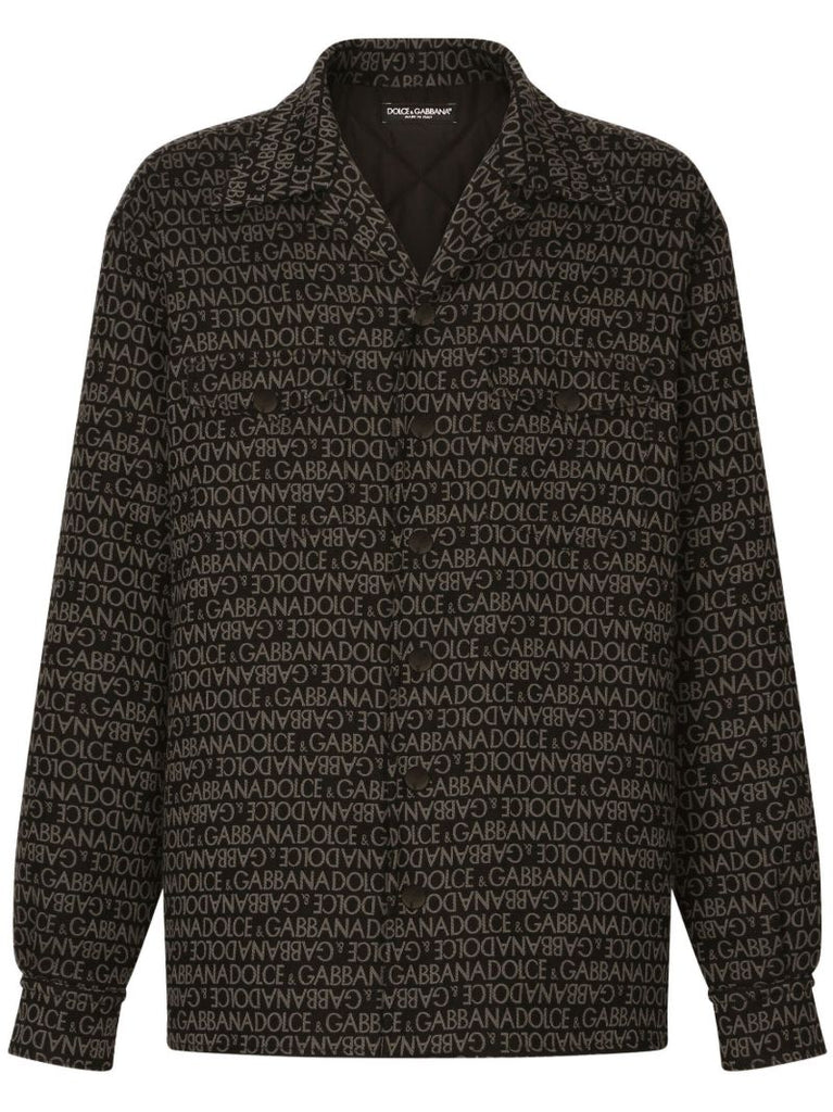 Black Logo-print Shirt Jacket