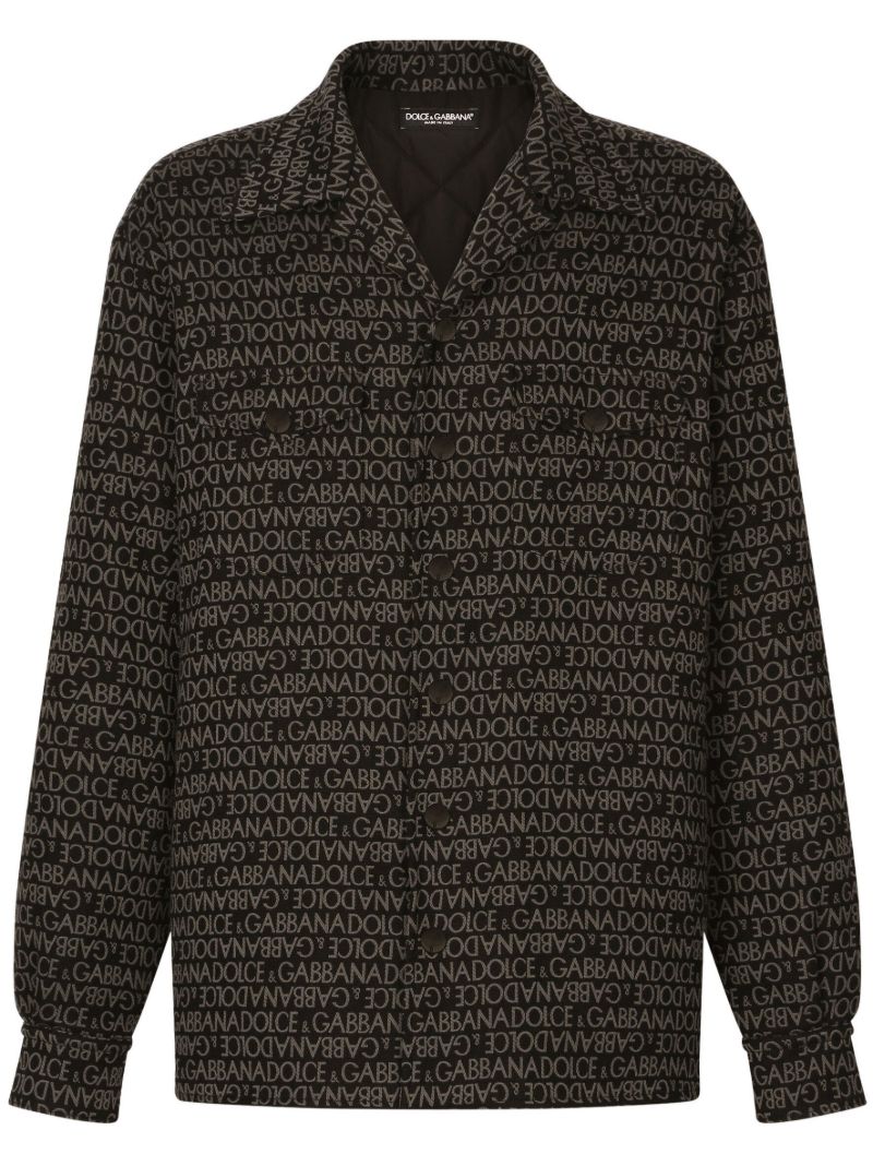 Black Logo-print Shirt Jacket
