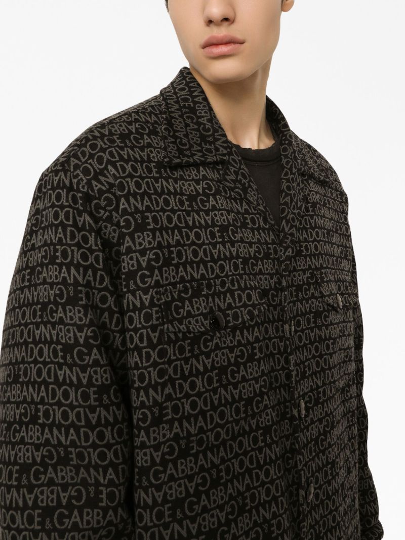 Black Logo-print Shirt Jacket