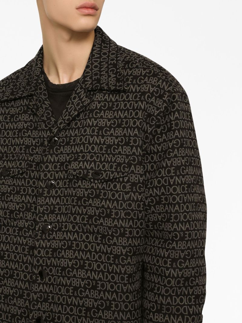 Black Logo-print Shirt Jacket